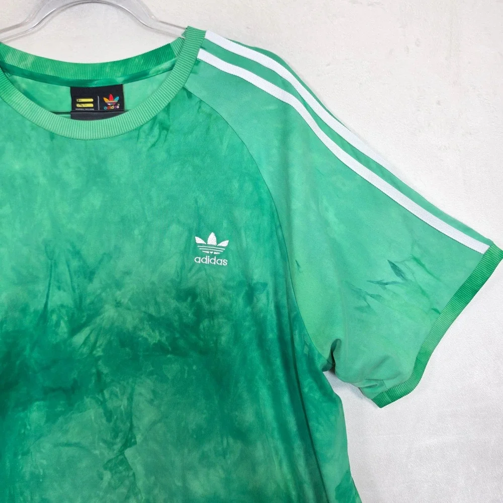 Adidas X Pharrell Williams Hu Holi T Shirt Men's XL Green Tie Dye Trefoil 2018